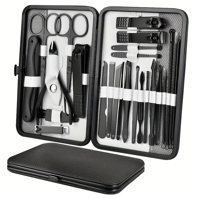 10-25Pcs Stainless Steel Nail Clippers Set  Nail Cutter Pedicure Kit Nail File Sharp Nail Scissors and Clipper Manicure Ped