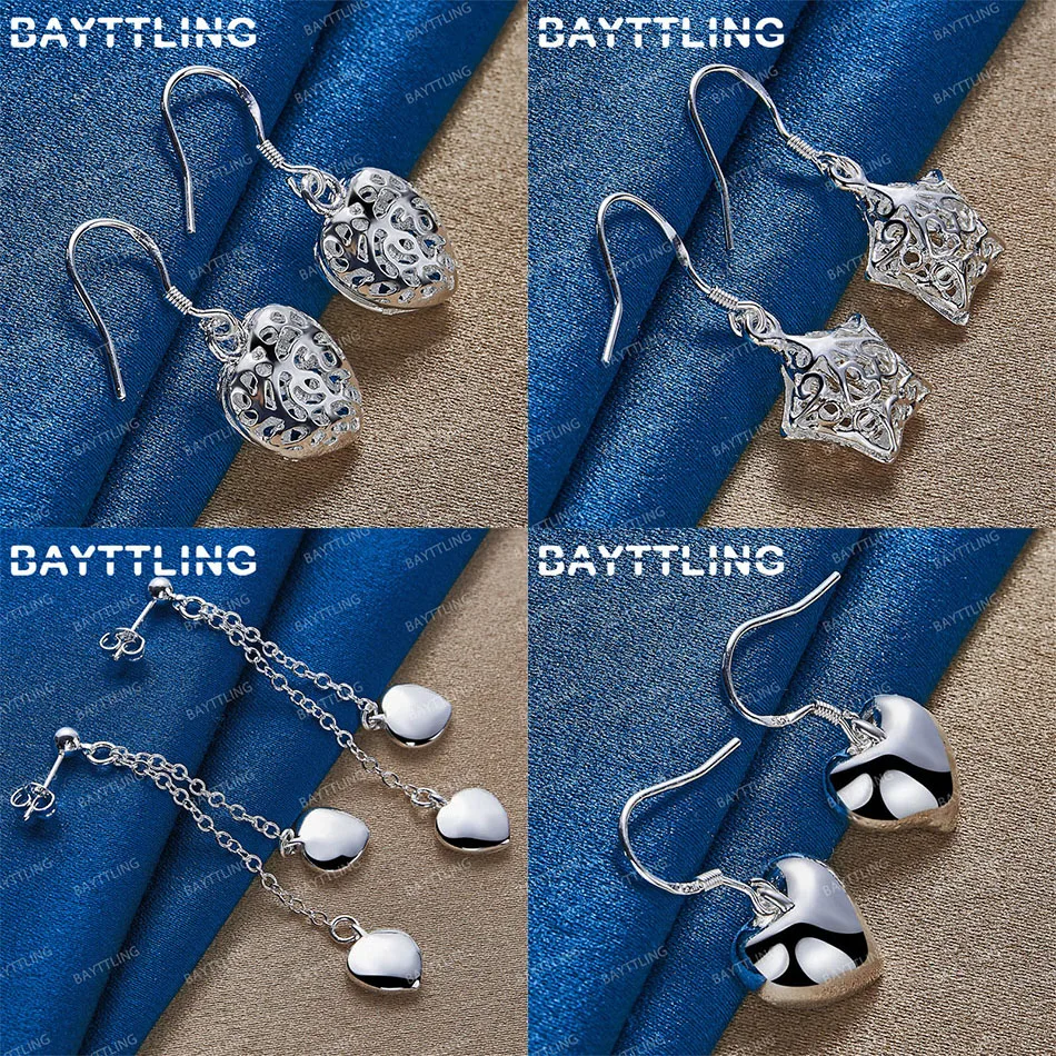 

Fashion 925 Sterling Silver Exquisite Luxury Star Heart Earrings Women Party Accessories Jewelry Gift