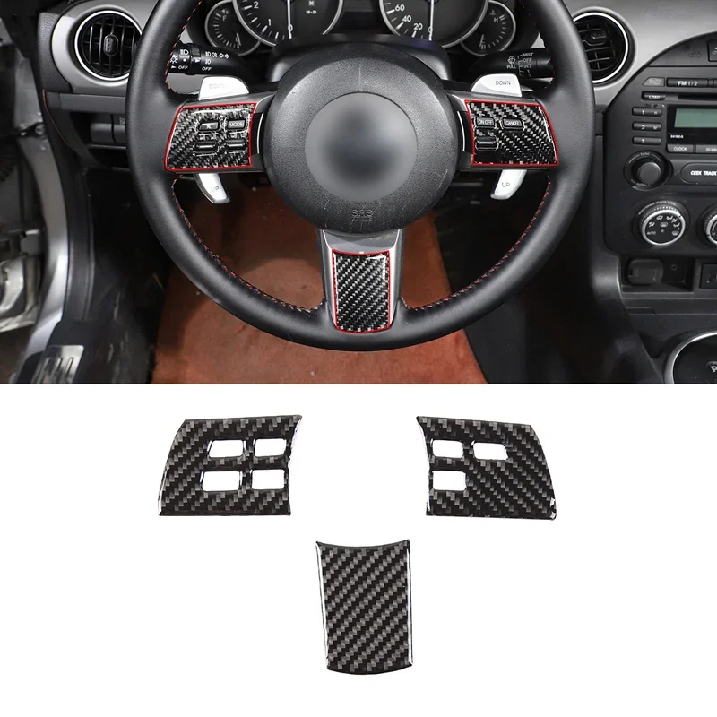 

For Mazda MX-5 NC 2009-2014 Soft Carbon Fiber Car Steering Wheel Button Center Console Frame Cover Sticker Interior Accessories