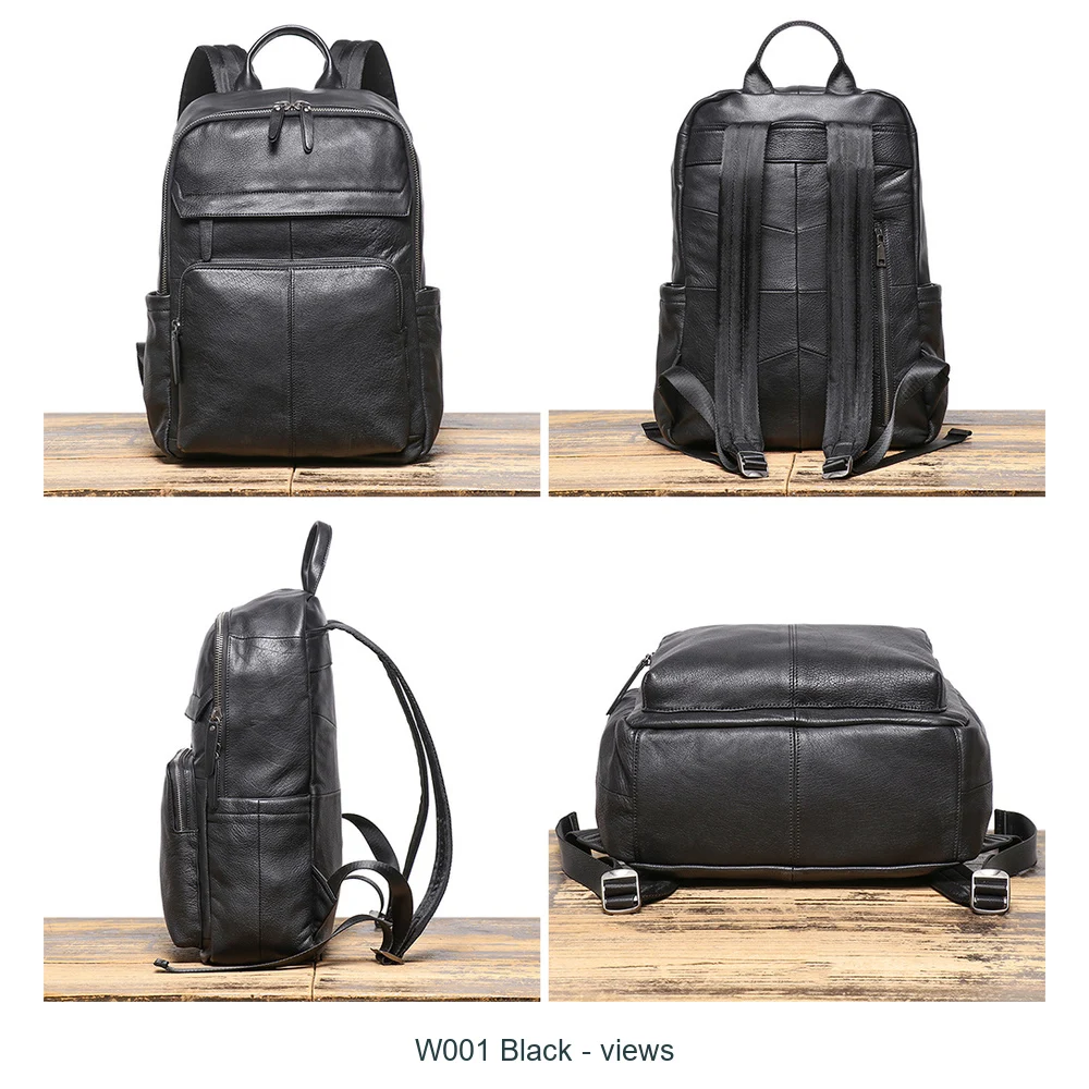 CFUN YA Unisex Leather Travel Backpack Multiple Model Options with Zip Pockets Top Handles and Adjustable Shoulder Straps