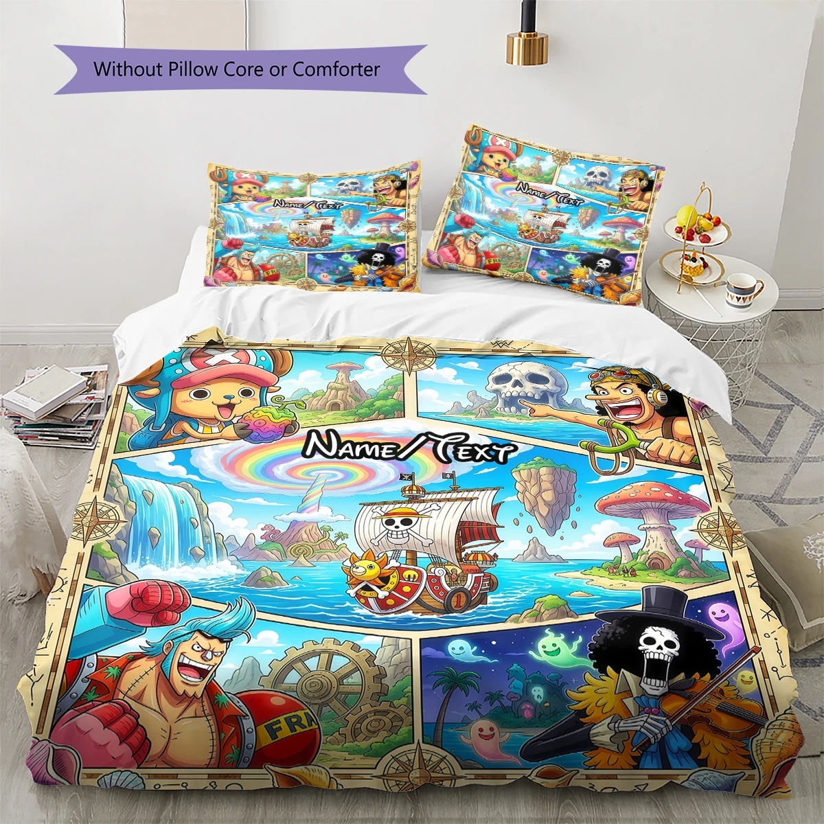 Custom Name One Piece Puzzle  Duvet Cover, Soft Comfortable, Sizes Available Print (1 Duvet+2 Pillowcases No Core), Sizes -HE85