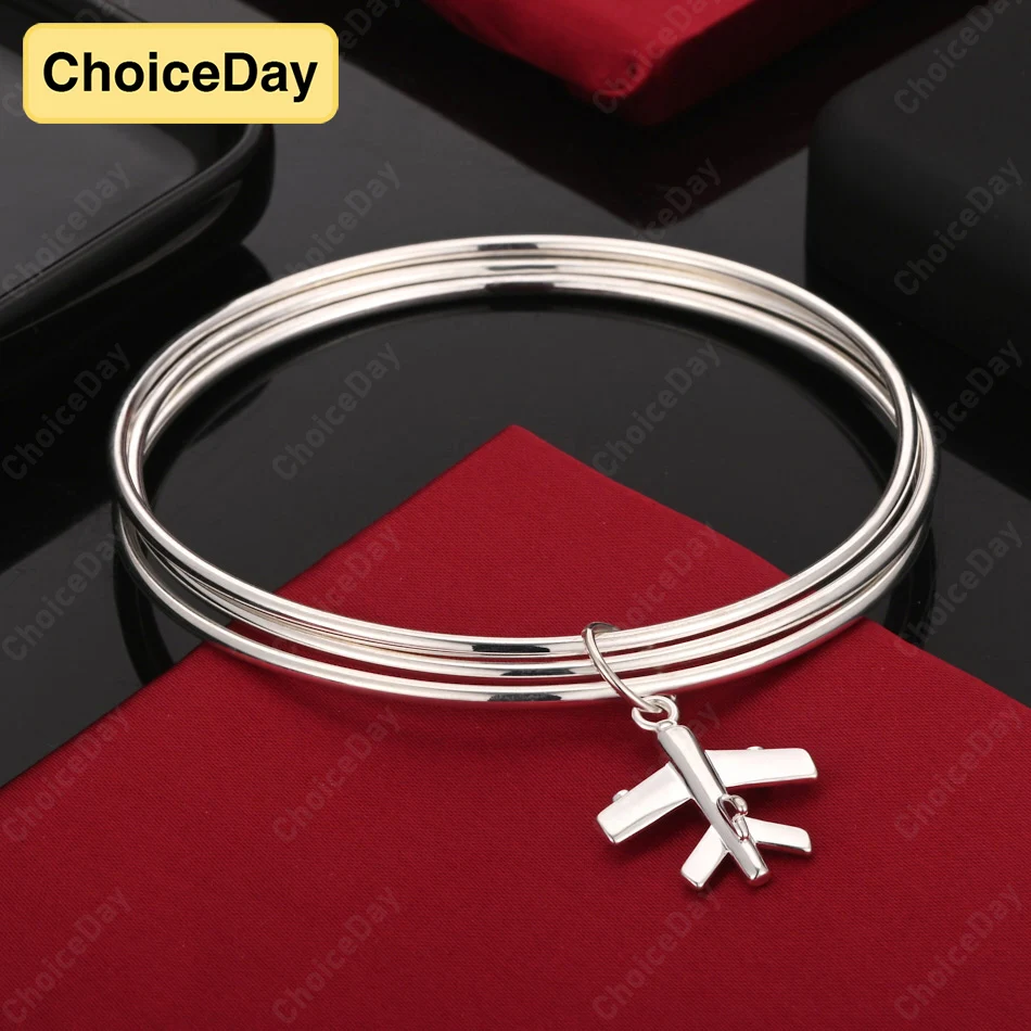 

ChoiceDay 925 Sterling Silver Exquisite Cute Airplane Pendant Bracelet Women's Party Fashion Jewelry Accessories