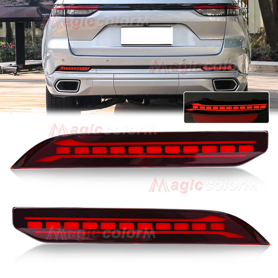 

For Grand Cherokee 2021 2022 2023 2024 Car Rear Bumper Reflector Lamp Brake Warning Light Drving Taillight Turn Signal Reflector