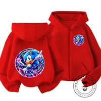 Kawaii Sonic Zipper Hoodie Set for Girls Anime Zipper Hoodies Pants 2pcs Kids Cartoon Teen Tracksuits Toddler Clothes Sport Suit