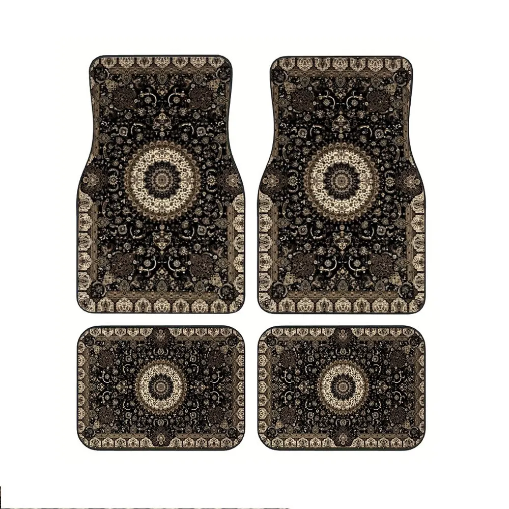 2pcs/4pcs Bohemian Vintage Red Car Floor Mat Set - Durable And Easy-to-Clean Material, Suitable For All Car Models - Interior Ac