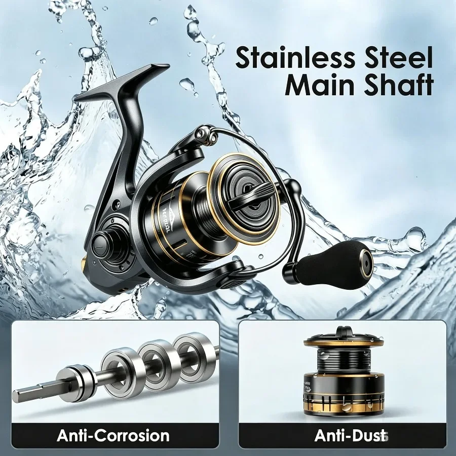 Spinning Reel, 9+1 BB Incredibly Smooth Fishing Reels, Carbon Fiber Ultralight Spinning Reels Stainless Steel Main Shaft Saltwat view 5