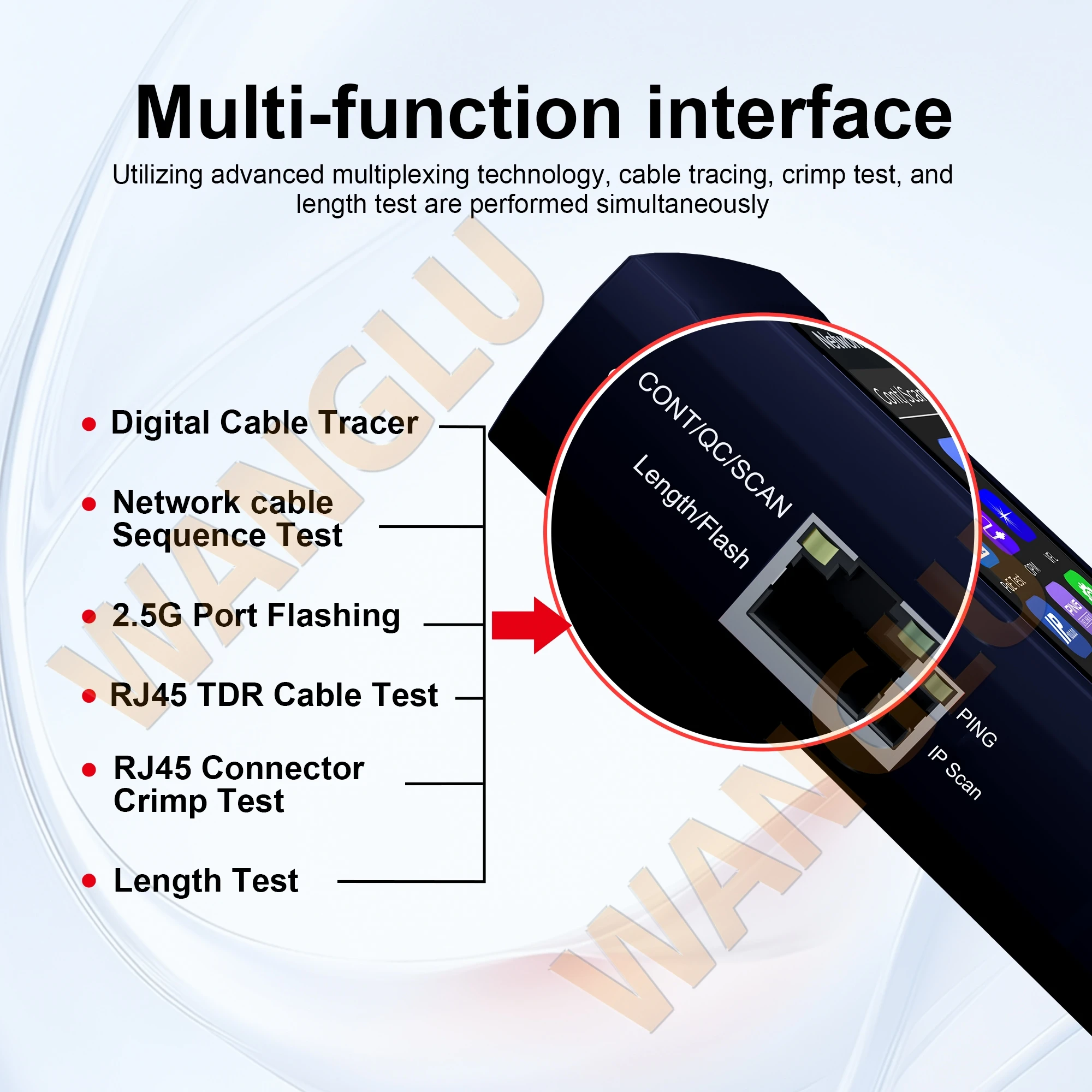 LT-500 LAN Cable Tester RJ45 Network Wire Tracer TDR Length Test PoE Tester Port Flashing IP Scan PING Ethernet