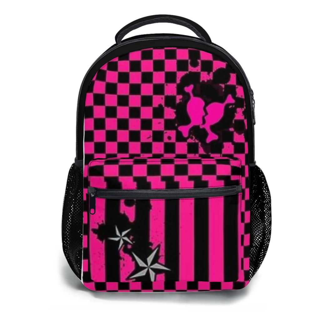 

Punky Pink Emo New Female Fashion boys High Capacity Waterproof College Backpack Trendy Girls Laptop School Bags 17inch ﻿ ﻿