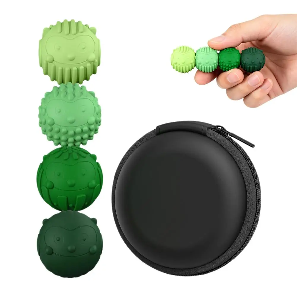 4Pcs Magnetic Silicone Fidget Balls EDC Anti‑Stress Sensory Toy Textured Tactile Magnet Balls Anxiety Relief Toy for Adult