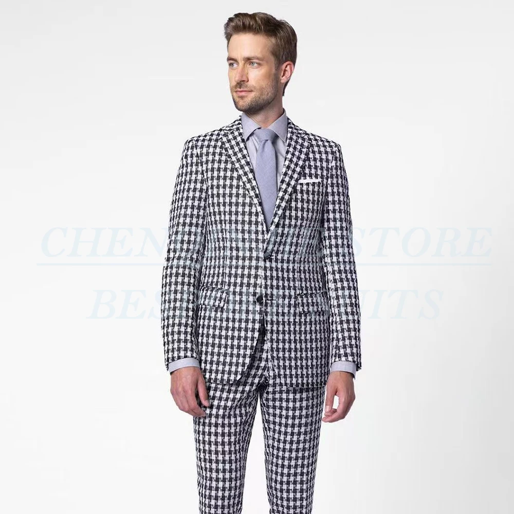 

Elegant Men's Suits Customzied Single Breasted Notch Lapel Slim Fit 2 Piece Jacket Pants Sets High Quality Male Clothing Outfits