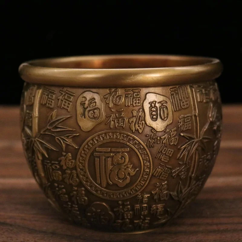 Brass -attracting , rice jar, treasure bowl, office and home decoration, prosperity in business, God of Wealth, hundred