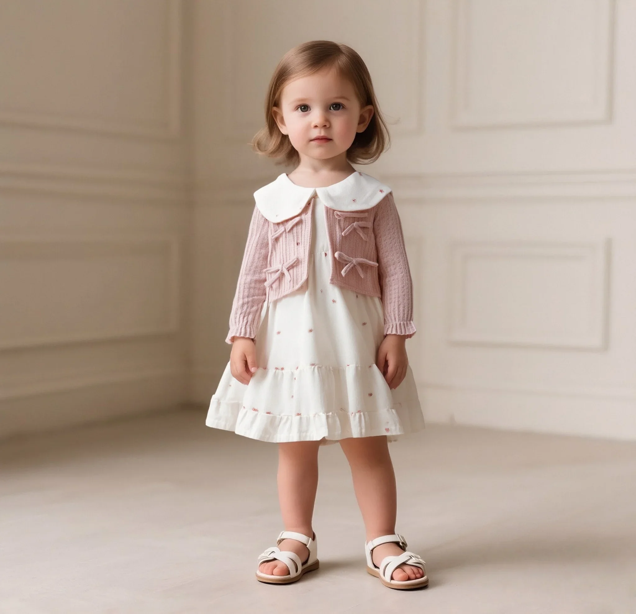 

Baby Girl Dresses Autumn New Long Sleeve Toddler Dress Imitation Two Pieces Sweet Bow Collars Clothes Girl