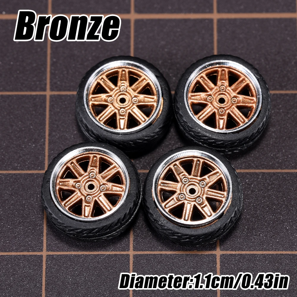 1/64 Modellauto-Räder 4er-Set - 11mm Durchmesser ABS-Gummireifen mit Bremsscheibe - Upgrade-Teile für Tomica Diecast-Fahrzeuge – Detail 26