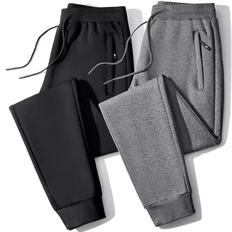 Thickened Fleece Lined Straight Leg Casual Pants for Women Autumn Winter High Waist Zipper Style Sporty Loose plus Size Trousers