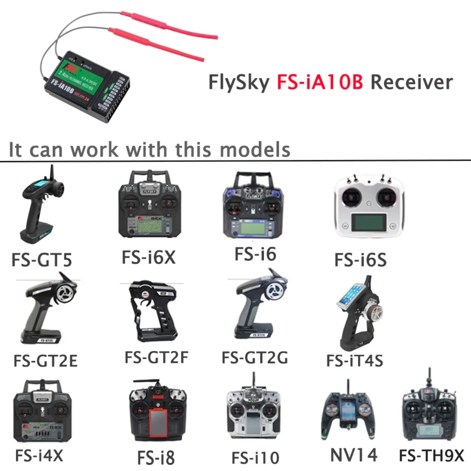 Flysky 2.4G 10CH FS-iA10B Receiver PPM Output With IBus Port for FS-i6X FS-GT5 FS-i6 FS-i6S FS-i10 FS-GT2E FS-GT2G Transmitter view 3