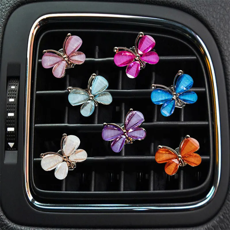 3/4/5/6/7pcs Car Butterfly Aromatherapy Auto Air Decoration Perfume Clip Air Freshener Colorful Flora Decor Auto Accessories