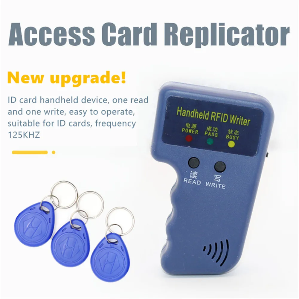 125KHZ RFID Card Copier Duplicator Handheld Low RF ID Reader Writer for Door Access Control Card 3pcs T5577 Key Fob Tags