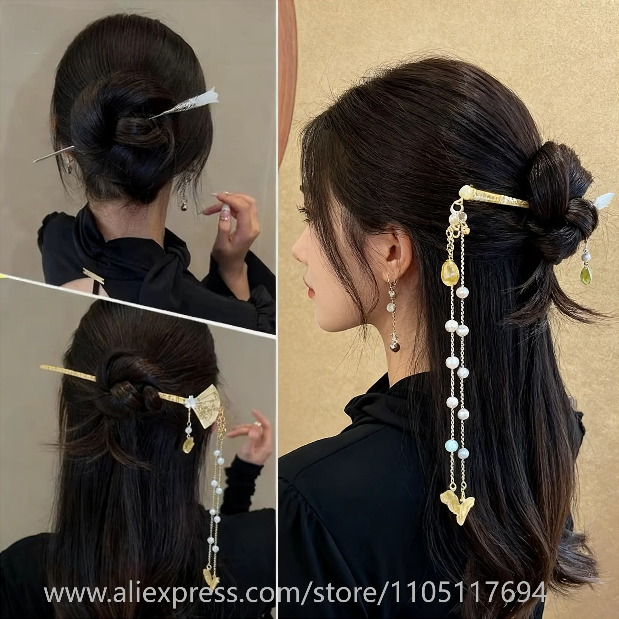 دبوس شعر على شكل زهرة شرابة للنساء، نمط جديد، دبوس شعر على الطراز القديم الراقية