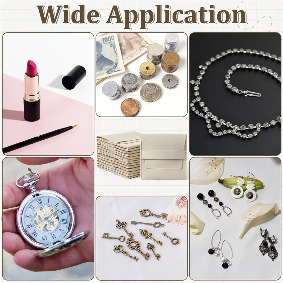 120 Pcs Jewelry Pouch 8x8 cm Jewelry Packaging Luxury Small Gift Bags for Bracelet Necklace Packaging, Envelope Style