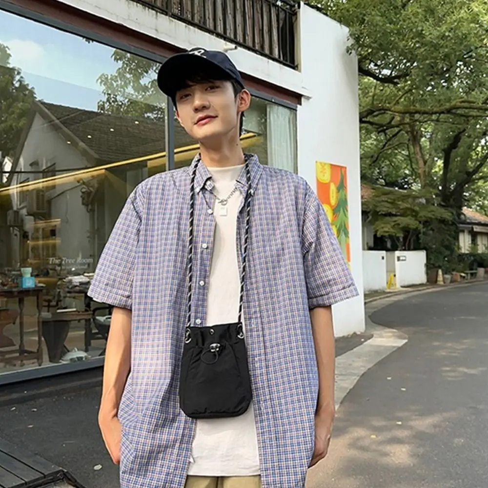 Fashion Canvas Shoulder Crossbody Bags Lightweight Minimalist Style Phone Bag Solid Color Small Coin Purse for Girls