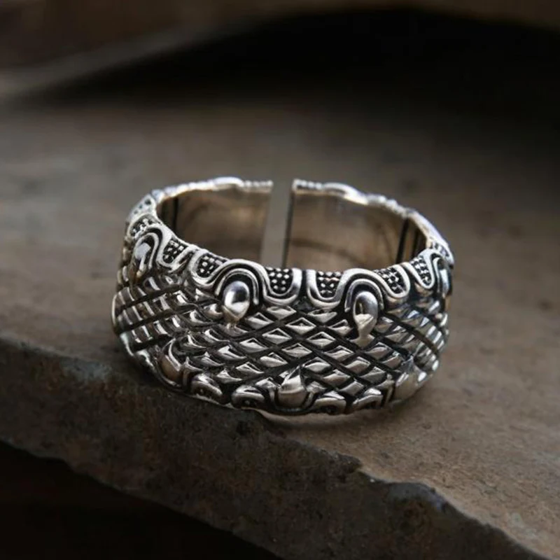 Sterling Silver Dragon Claw Ring Personalized Fashion s925 Silver Opening Vintage China-Chic Dragon Scale Index Finger Ring