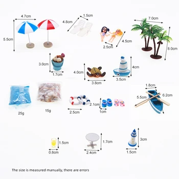 오션 비치 미니어처 인공 차양 우산 의자, 보트 앵커 마이크로 풍경, 정원 목가적인 액세서리 장식, 어린이 장난감 