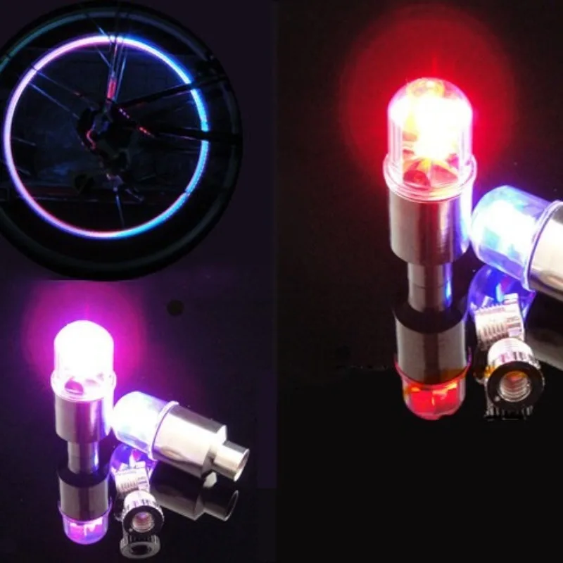 Luces de válvula para bicicleta de montaña, 2 piezas, accesorios para radios de rueda, luz LED para ciclismo, baterías, tapas de válvula de neumático, lámpara de linterna