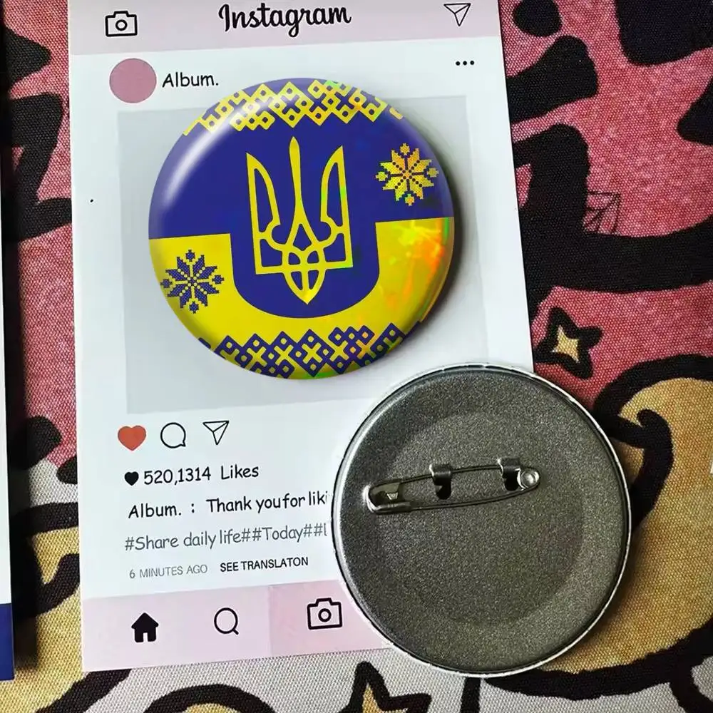 Nation flag U-Ukraine print   Badge 25 32 44 58 75 mm Round Fans Collect Friends Gifts Brooch Souvenir
