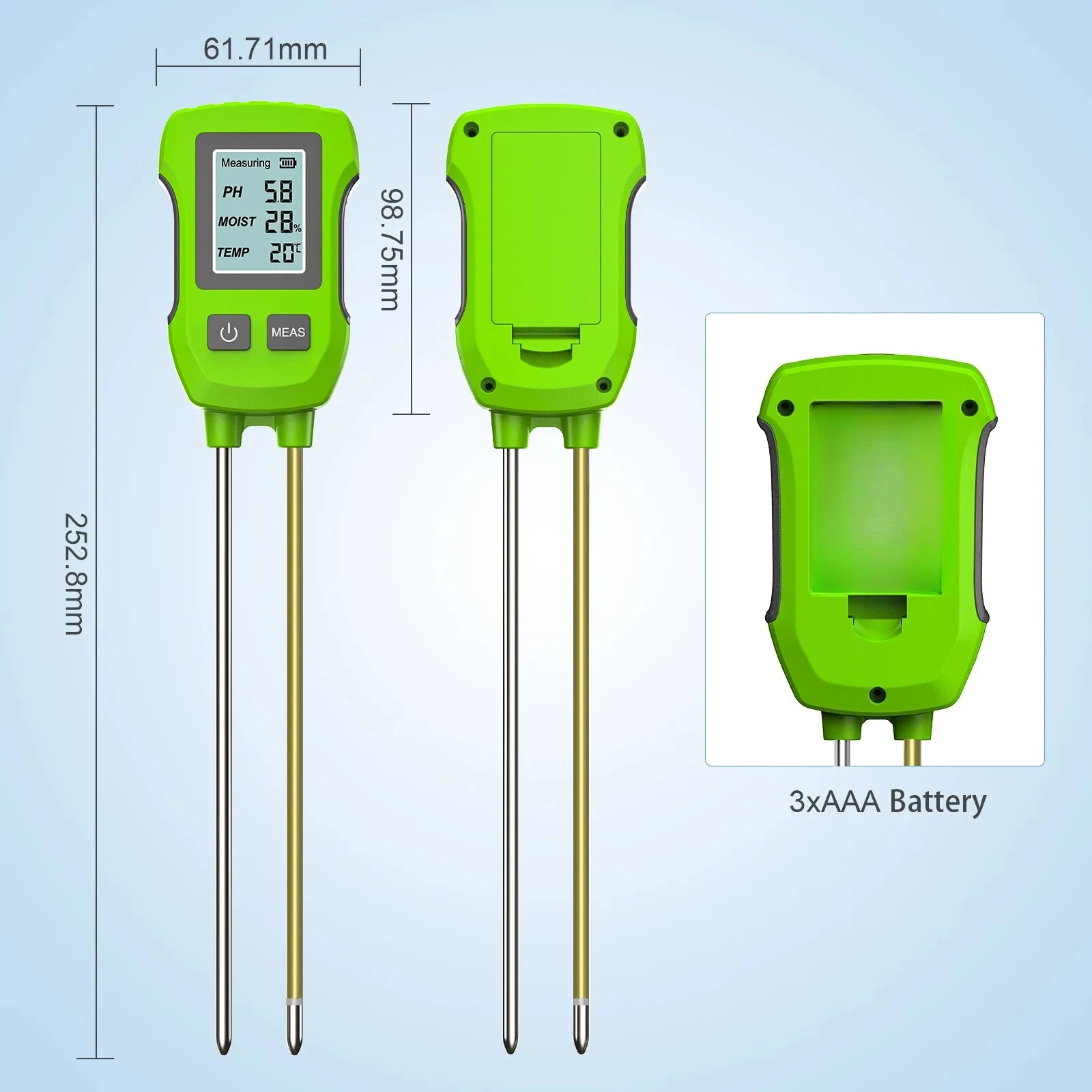 Soil Ph Meter - Utility digitaal display 3-in-1 bodemtester met