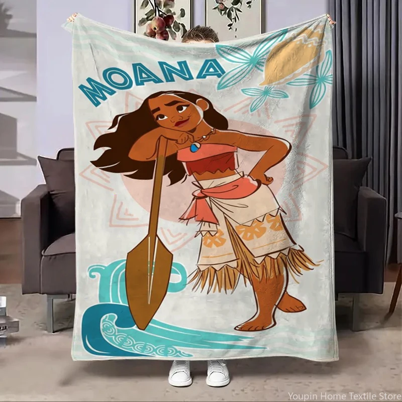 Disney Moana Cute Minnie Custom Flannel Blanket Fluffy Children and Adult Sofa Plush Bedspread Throw Blanket for Sofa Bed Picnic