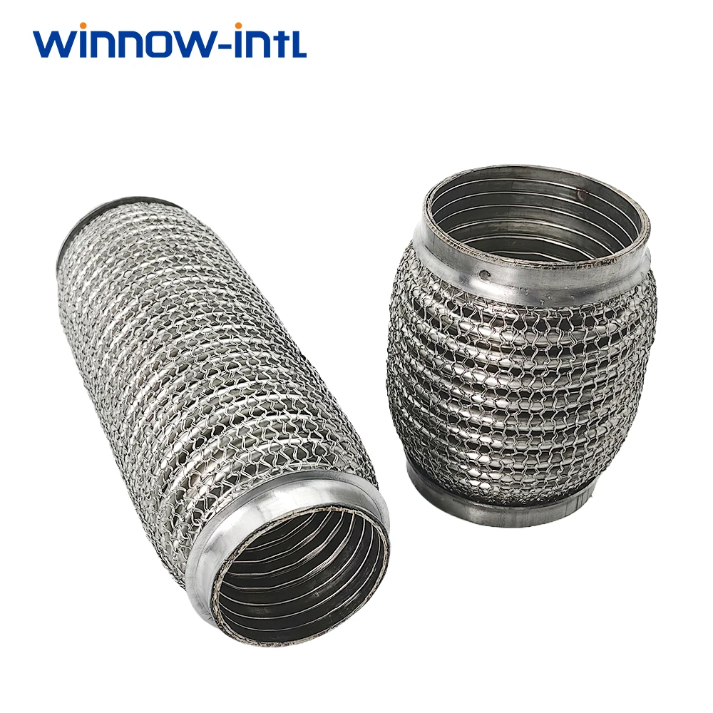 1pcs 50x205mm  65x107mm Stainless Steel 304 Flex Pipe Exhaust Bellow Tube Flex Coupler With Mesh Interlock Super Flexible Bellow