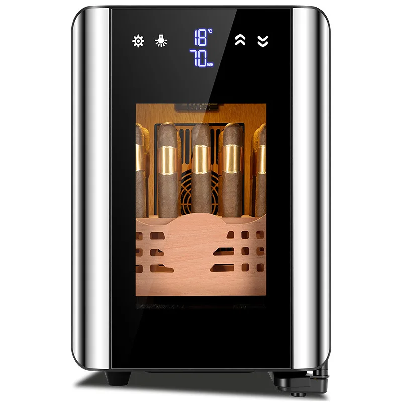 Smart Mini Temperature and Humidity Controlled Cigar Cabinet, Cedar Wood Interior, Dual Mode Precise Control, Smart WiFi Control