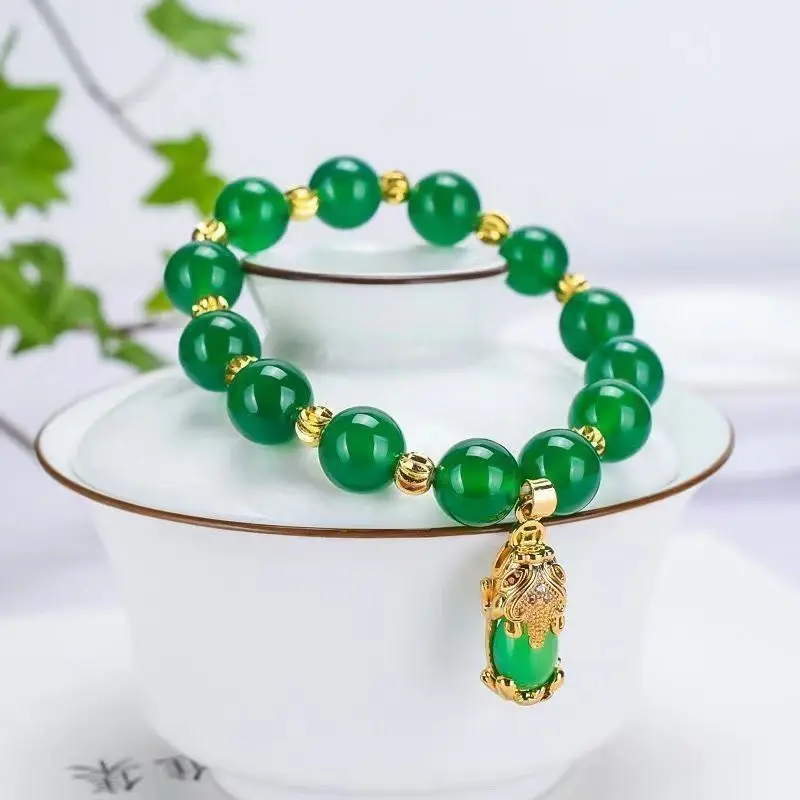 Chinese Style Dragon Turtle Fu Charm Agate Couple Bracelet, Lucky Gemstone Beaded Hand String, Women Men Matching Jewelry Gift