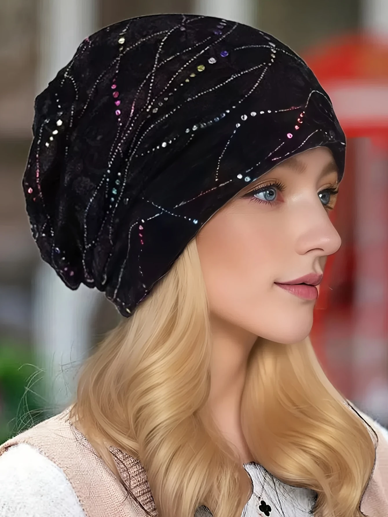 Women's Breathable Lace Turban Hat Spring Summer Thin Hijab Caps Fashionable Elastic Headscarf Soft Comfortable Sleep Cap