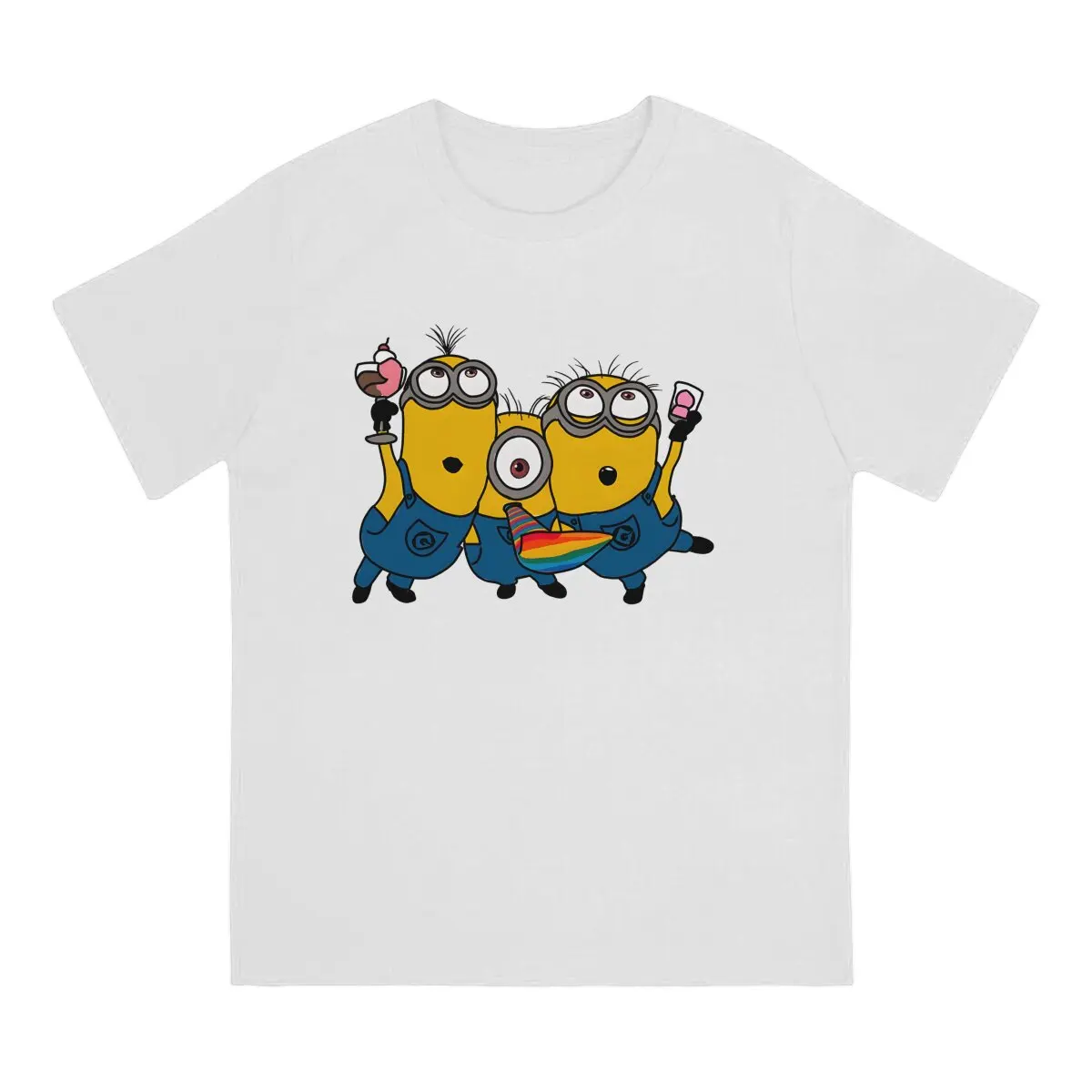 M-Minions Creative TShirt for Men Sticker Round Neck Pure Cotton T Shirt Personalize Gift Clothes OutdoorWear