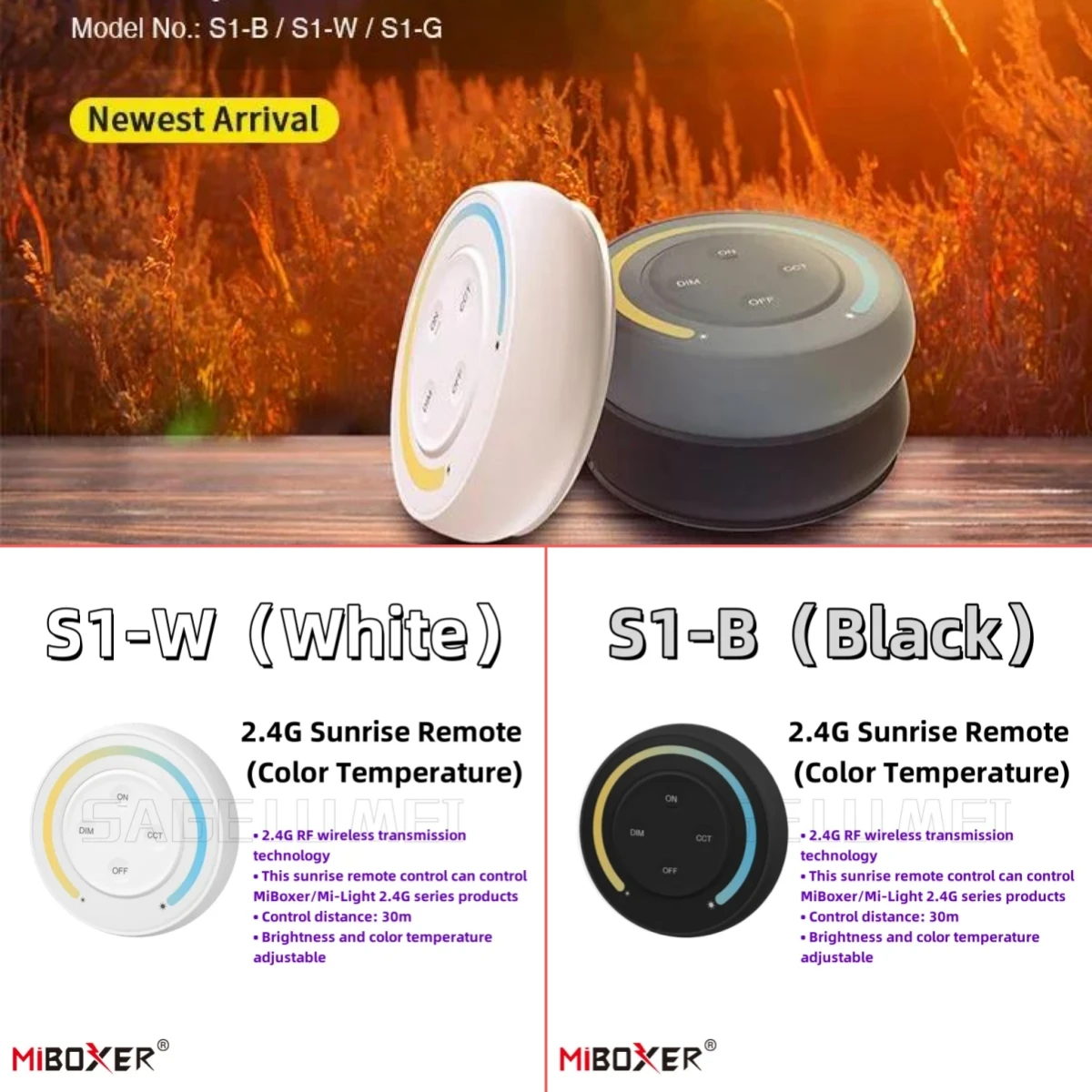 Miboxer 2.4G LED Controller Sunrise Remote Rainbow Remote S1-B S1-W S1-G S2-B S2-W S2-G For Color Temperature RGB+CCT LED Strip