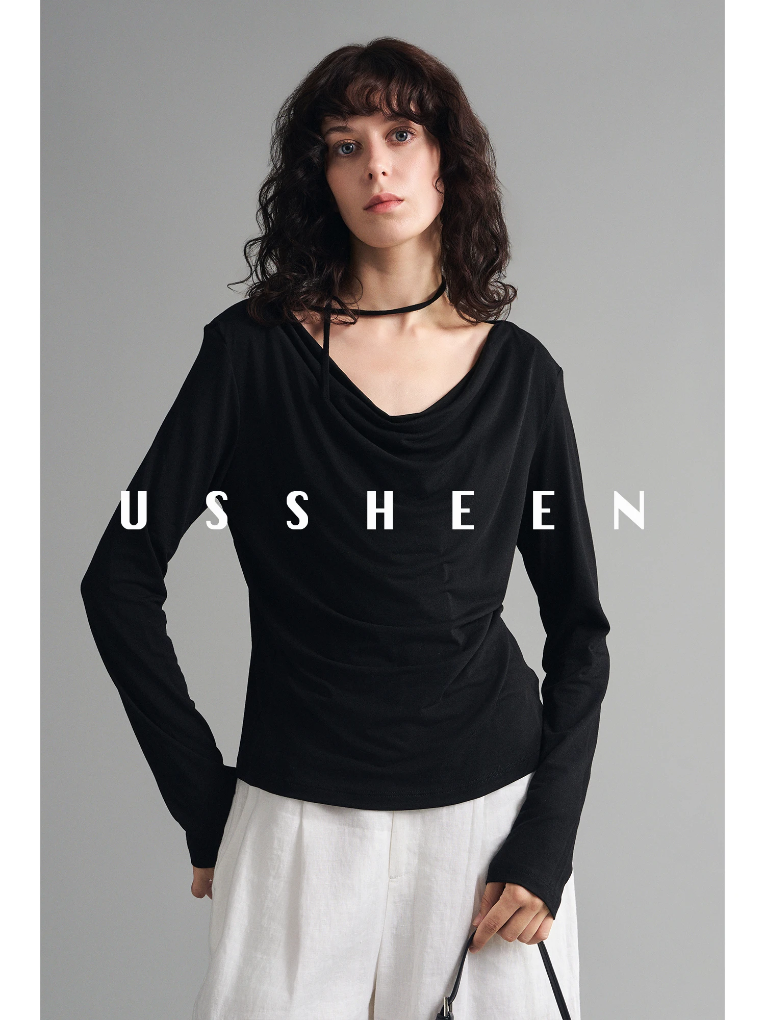 

USEEN High nce Sensation Long Sve вязаный свитер женский дизайн для похудения базовый слой irt Top