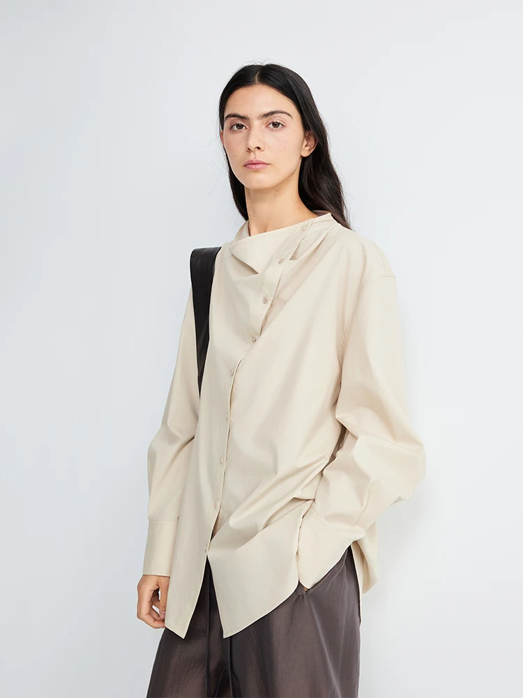 

Женский топ WUUO с длинным рукавом, повседневный, свободного кроя, с пуговицами, удобный, для отдыха, премиум-класса, модный