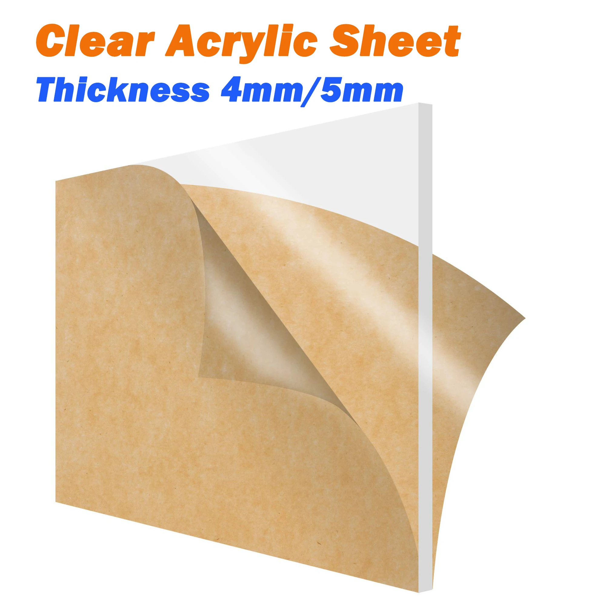Leijiu Acrylic Sheet Thickness 4mm/5mm Transparent Plastic Plexi Glass Board With Protective Paper For Diy Display Projects