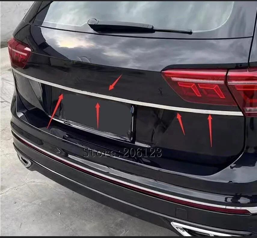 ل Volkswagen Tiguan 2017-2020 2021 2022 2023 غطاء صندوق السيارة الخلفي غطاء الكسوة اكسسوارات السيارات الباب الخلفي التمهيد حماية الشريط