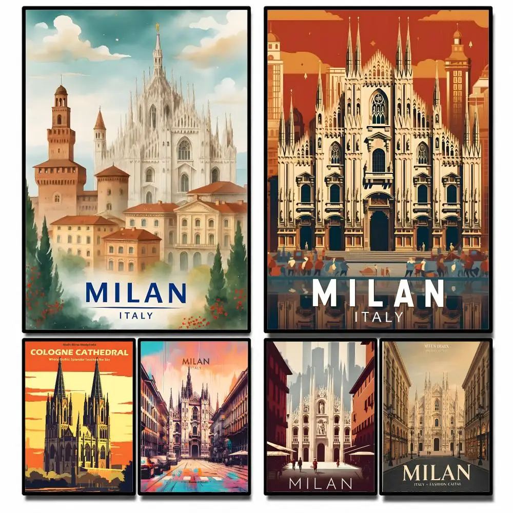Landmark Milan Cathedral Poster High-definition poster stickers, suitable for bedroom, living room, home decoration