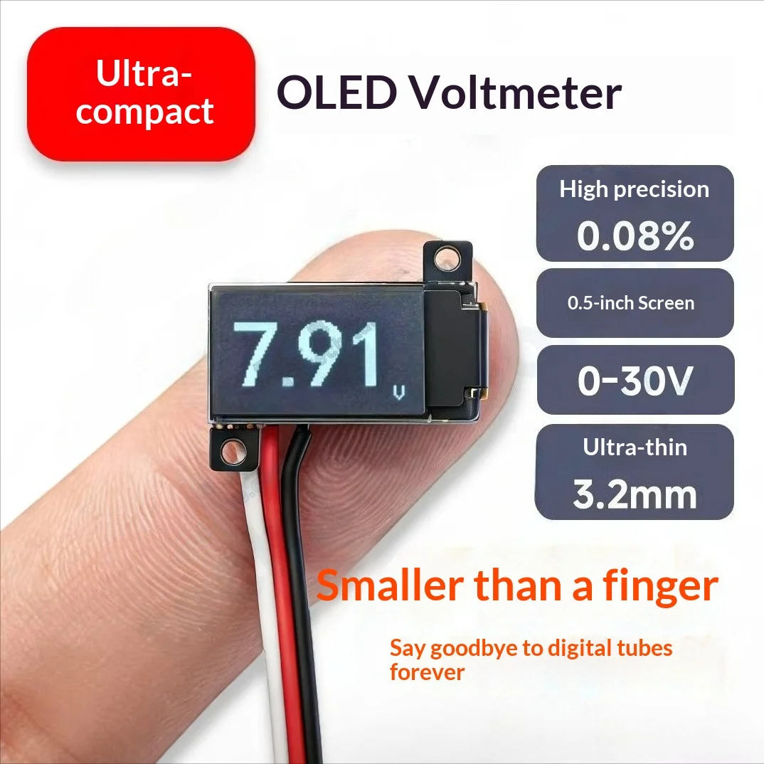 O Menor Voltímetro Digital OLED de 0,5 Polegadas de Todos os Tempos 0-30V Ultrafino de Alta Precisão 2/3 Fios Nova Chegada