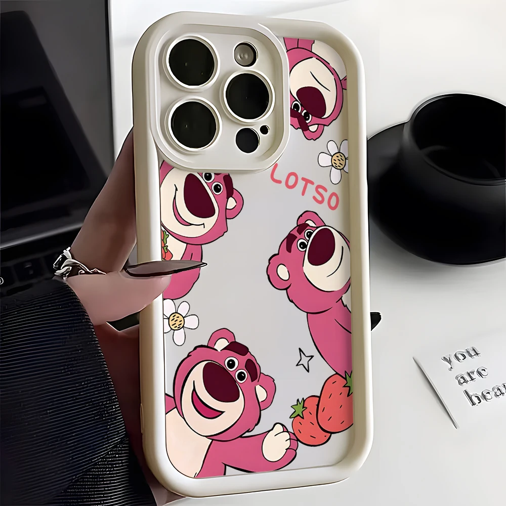 Lotso urso caso de telefone para oppo a98 a95 a94 a78 a76 a74 a72 a60 a58 a57 a54 a53 a38 a33 a32 a17 a16 a15 capa de lente de escada macia