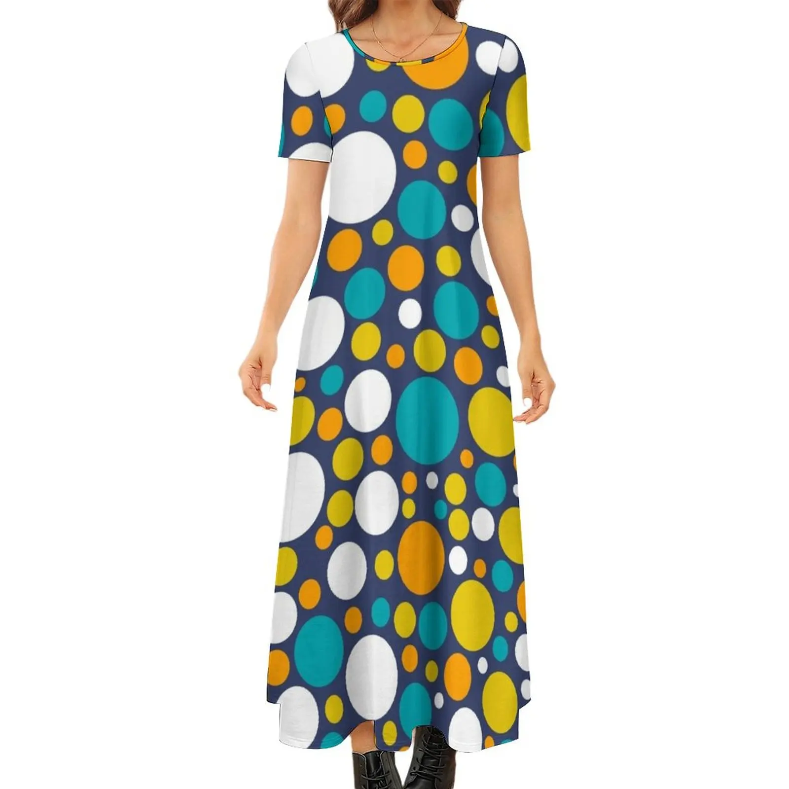 

Женское платье с круглым вырезом, коротким рукавом и длинным рукавом