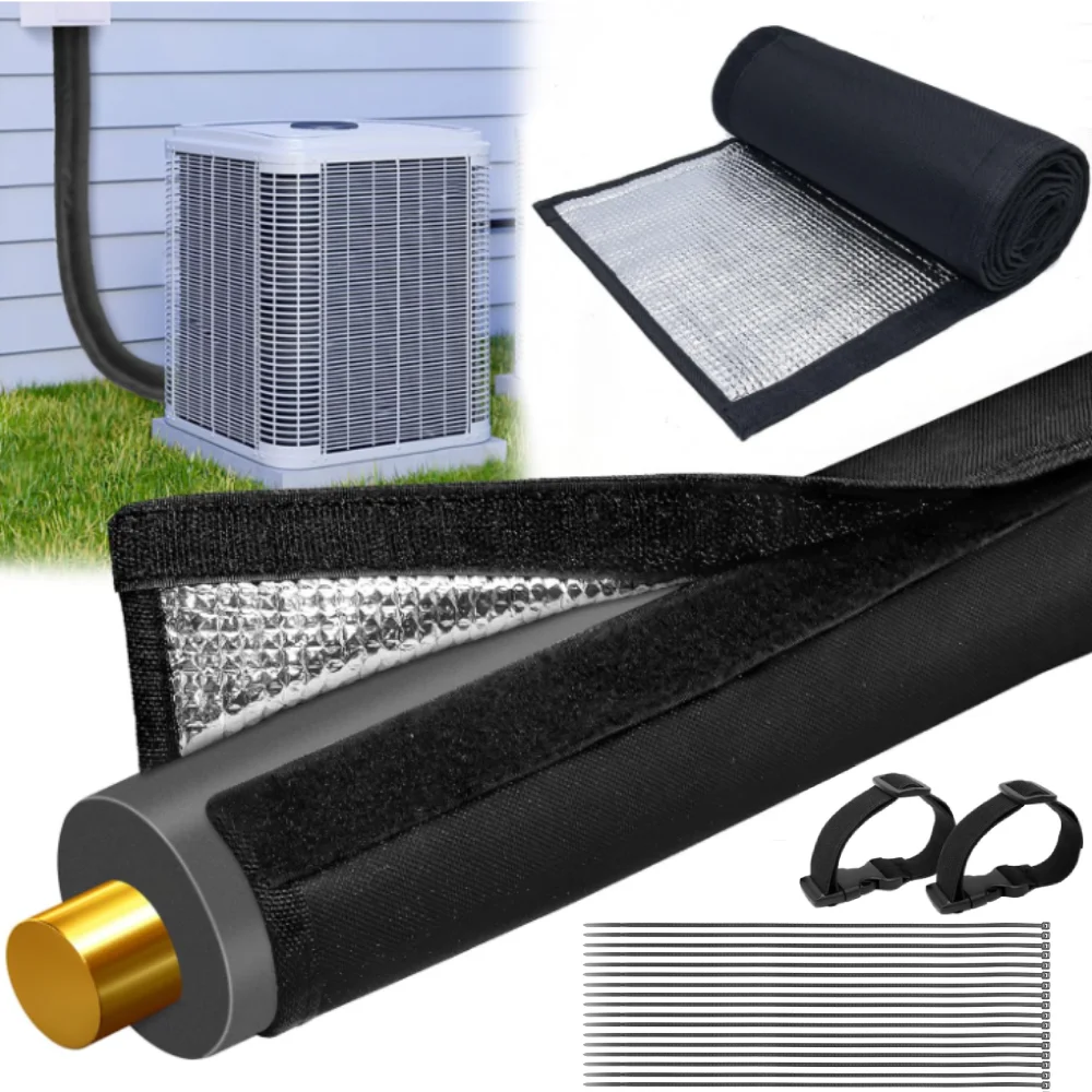 

3-слойная медная изоляционная крышка для труб HVAC 600D Оксфорд, изоляционные крышки для труб переменного тока, защита для улицы, для разделятелей кондиционирования воздуха