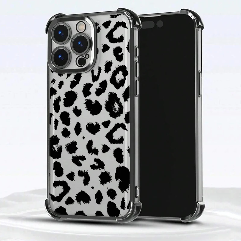 Leopard Print Electroplated Airbag Transparent Phone Case For Samsung Galaxy S25 Ultra S24 S23 S22 S21 Plus FE Anti-Drop Cover - náhled 5