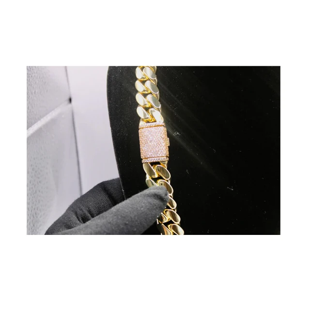 Cuban Link + Cuban Bracelet 18mm Combo Cz Stones Gold Plated 5 Times Stainless Steel Heavy Chain--gold Plated 18k Real Gold