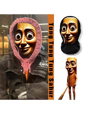 NEW 3D Printed Full Face Mask TungTungTung Sahur Mesh Mask For Men Party Supplies Funny Cosplay Props Novel