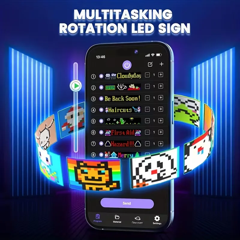 DIY Programmable LED Matrix Pixel Panel Flexible Screen Car Sign Animation Display Bluetooth App Control Truck Eye