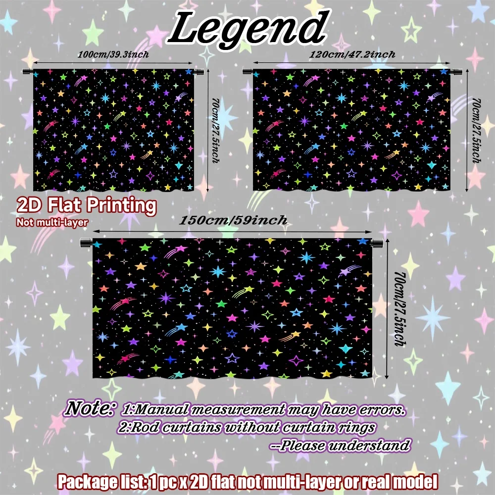 2D flat 1pc Country style Colorful Shooting Stars Digital printing Suitable for holiday decorations, applicable to living rooms,